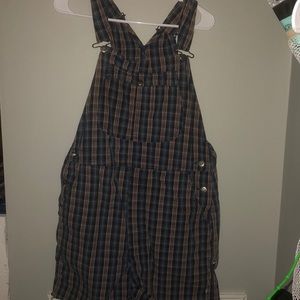 Lee Plaid Shorts Overalls